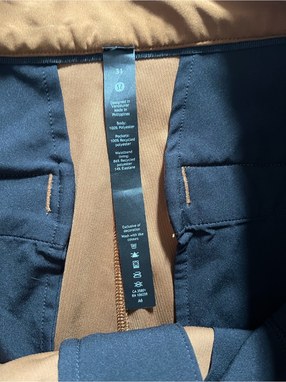 Lululemon Commission Classic Fit Short Cord Copper Brown Size 31 - Picture 6 of 10